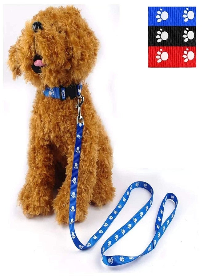 Petlicious & More 10 mm Paw Print Puppy Collar & Leash Set for Small & Medium Dogs (Color May Vary) - Pack of Collar + Leash - Image 1